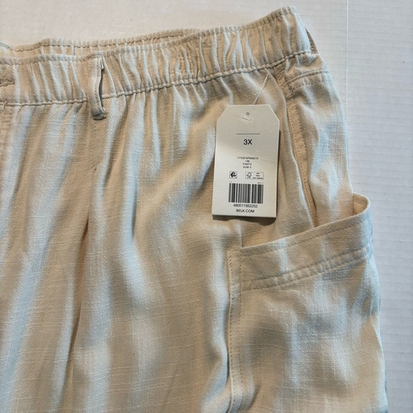NWT Wonderly Drapey Linen Blend Button Fly Cream Lightweight Cargo Pants Size 3X - Picture 4 of 14